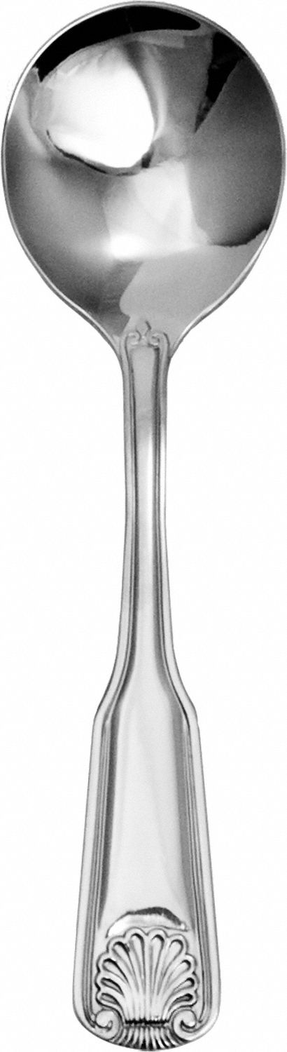Bouillon Spoon: Nautilus, 18/0, Stainless Steel, 6 1/4 in Overall Lg, Silver