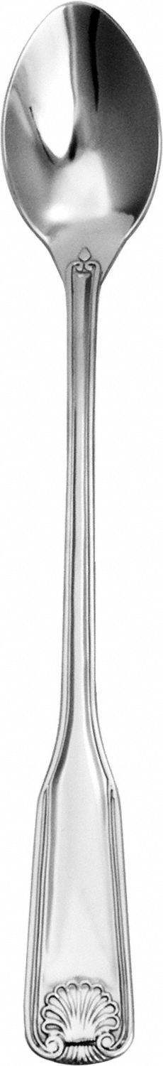 Ice Tea Spoon: Nautilus, 18/0, Stainless Steel, 7 5/8 in Overall Lg, Silver