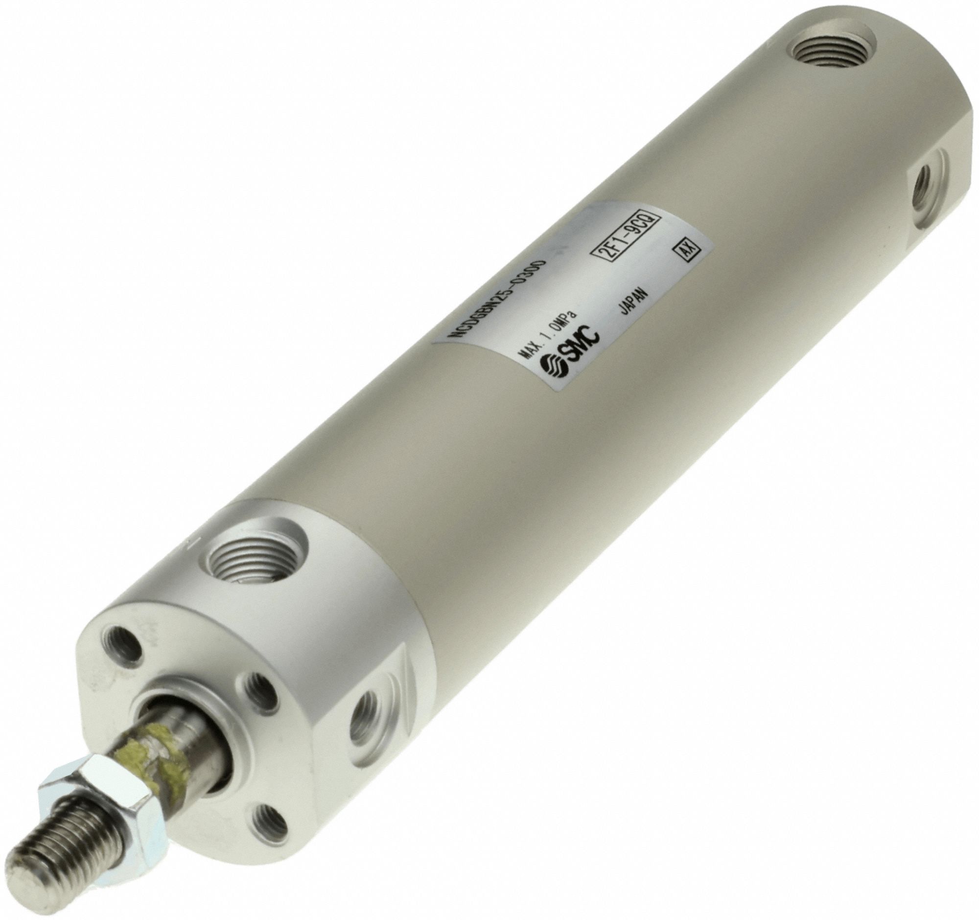 Round Body Cylinder: 1 in Bore, 3 in Stroke, Repairable, Aluminum, Basic Mounting, NCDGBN25-0300