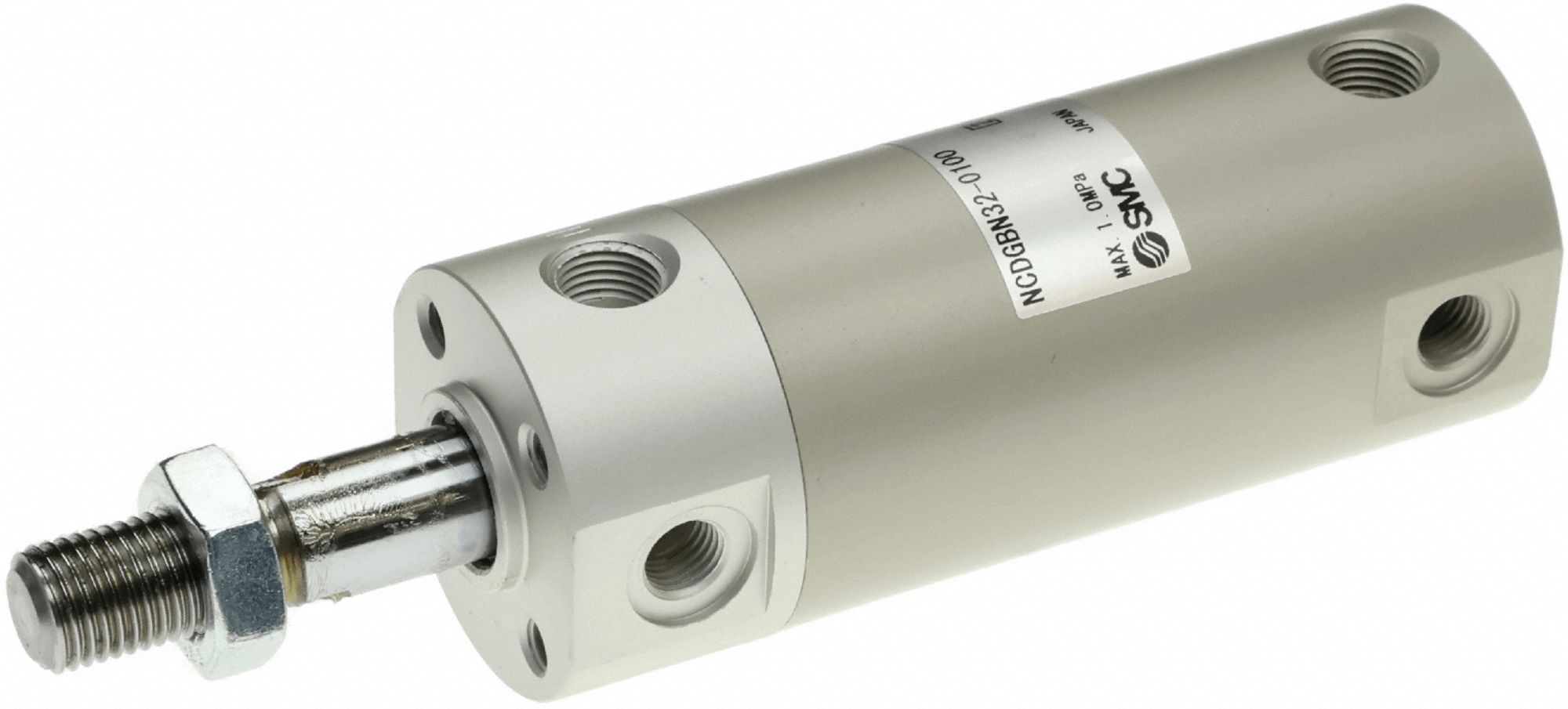 Round Body Cylinder: 1 1/4 in Bore, 1 in Stroke, Repairable, Aluminum, Basic Mounting