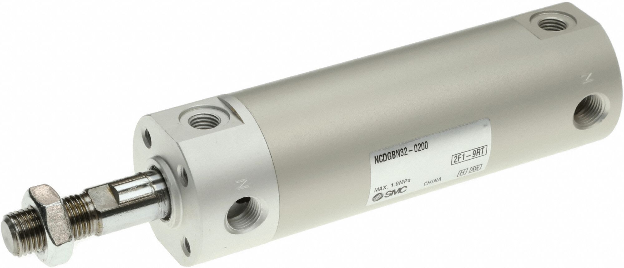 Round Body Cylinder: 1 1/4 in Bore, 2 in Stroke, Repairable, Aluminum, Basic Mounting, NCG