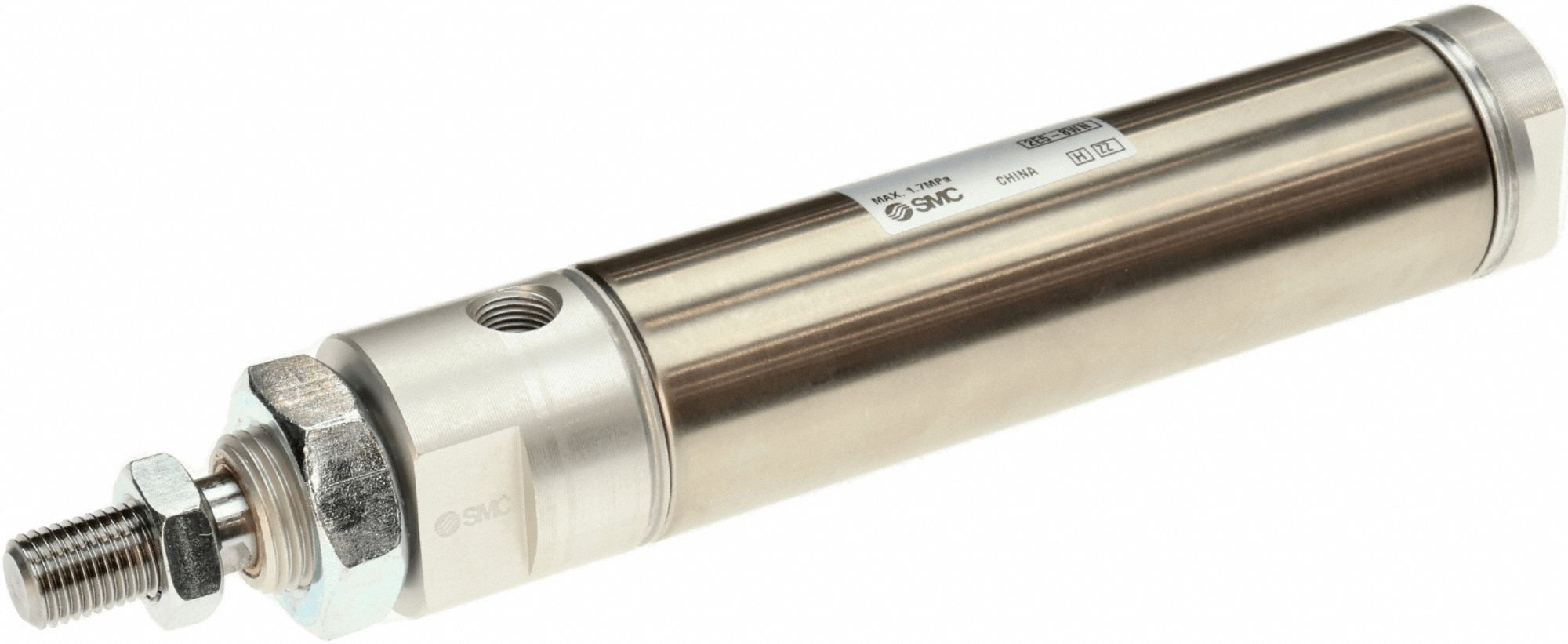 Round Body Cylinder: 1 1/4 in Bore, 3 in Stroke, Non-Repairable, Stainless Steel, Nose Mounting