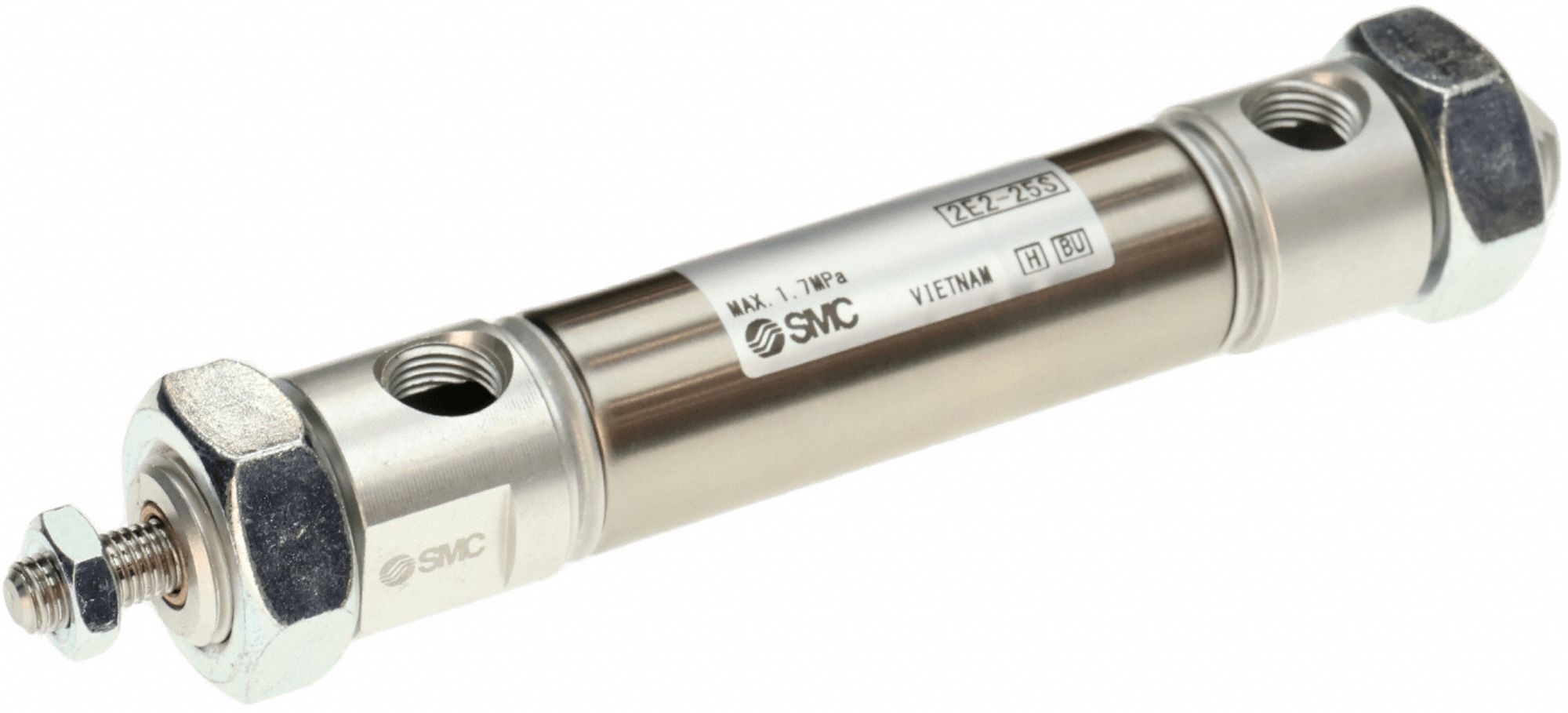 Round Body Cylinder: 3/4 in Bore, 1 1/2 in Stroke, Non-Repairable, Stainless Steel