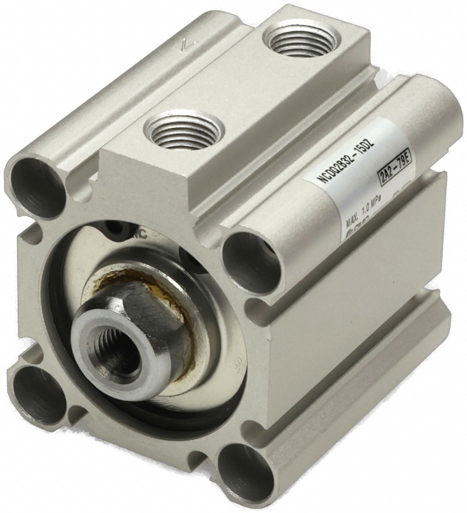 Compact Cylinder: 32 mm Bore Dia, 15 mm Stroke Lg, Through Hole Mounting, Aluminum, 1/8 in NPT