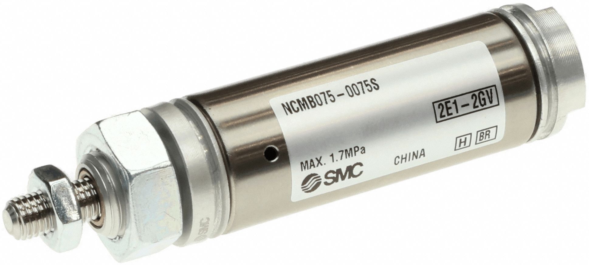 Round Body Cylinder: 3/4 in Bore, 3/4 in Stroke, Stainless Steel, Nose Mounting, 1/8 in NPT, NCM