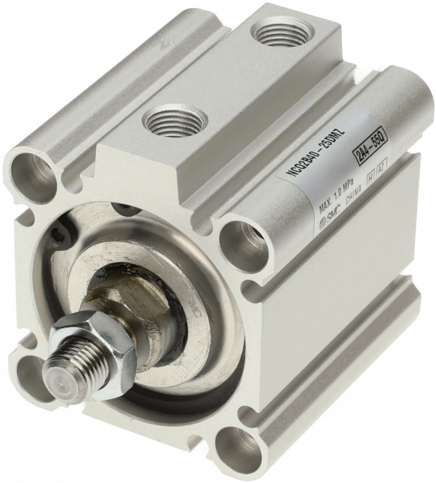 Compact Cylinder: 40 mm Bore Dia, 20 mm Stroke Lg, Through Hole Mounting, Aluminum, 1/8 in NPT