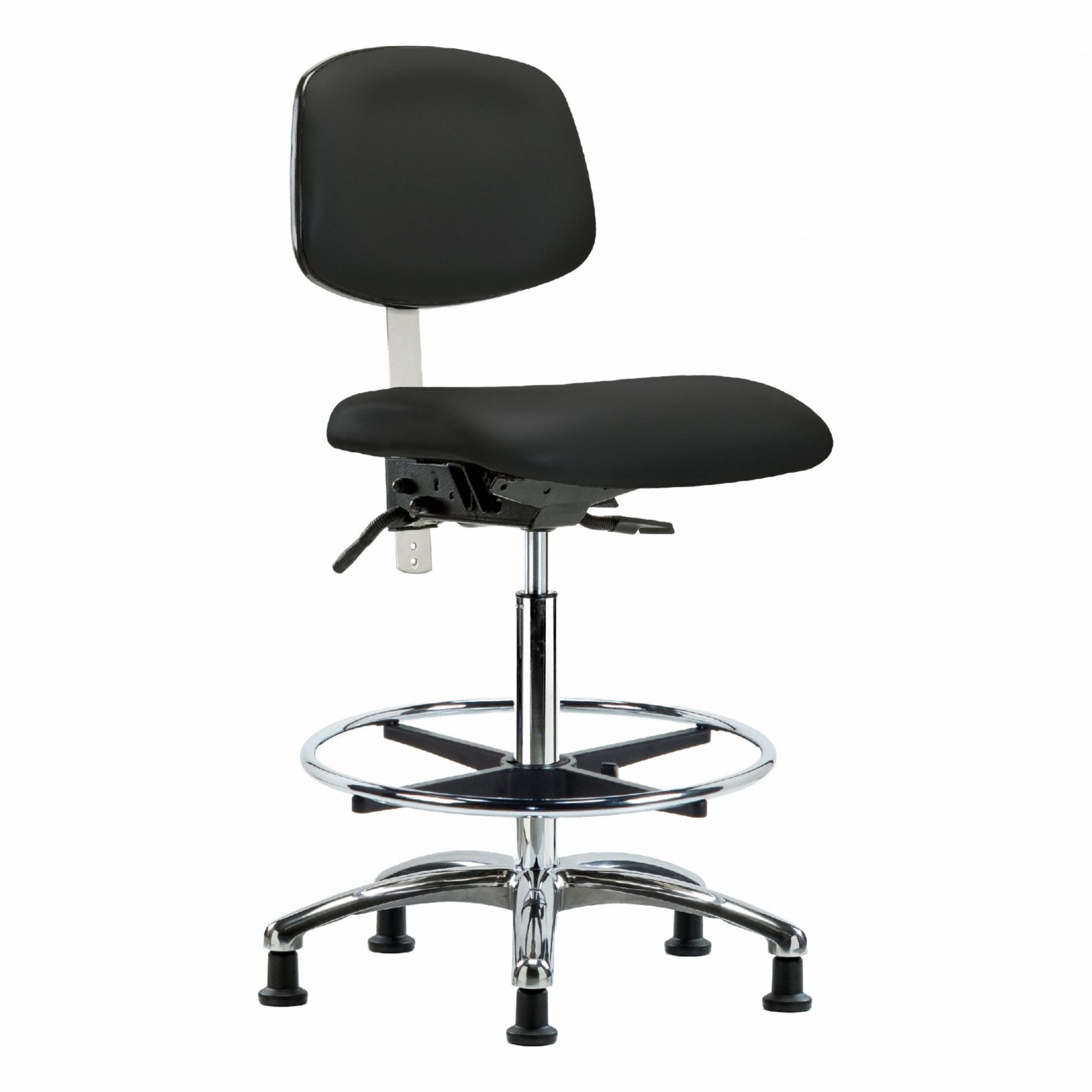 Cleanroom Task Chair: Vinyl, Armless, Ht Range 26 1/4 in to 36 in, 18 1/2 in Seat Wd, 17 in Seat Dp