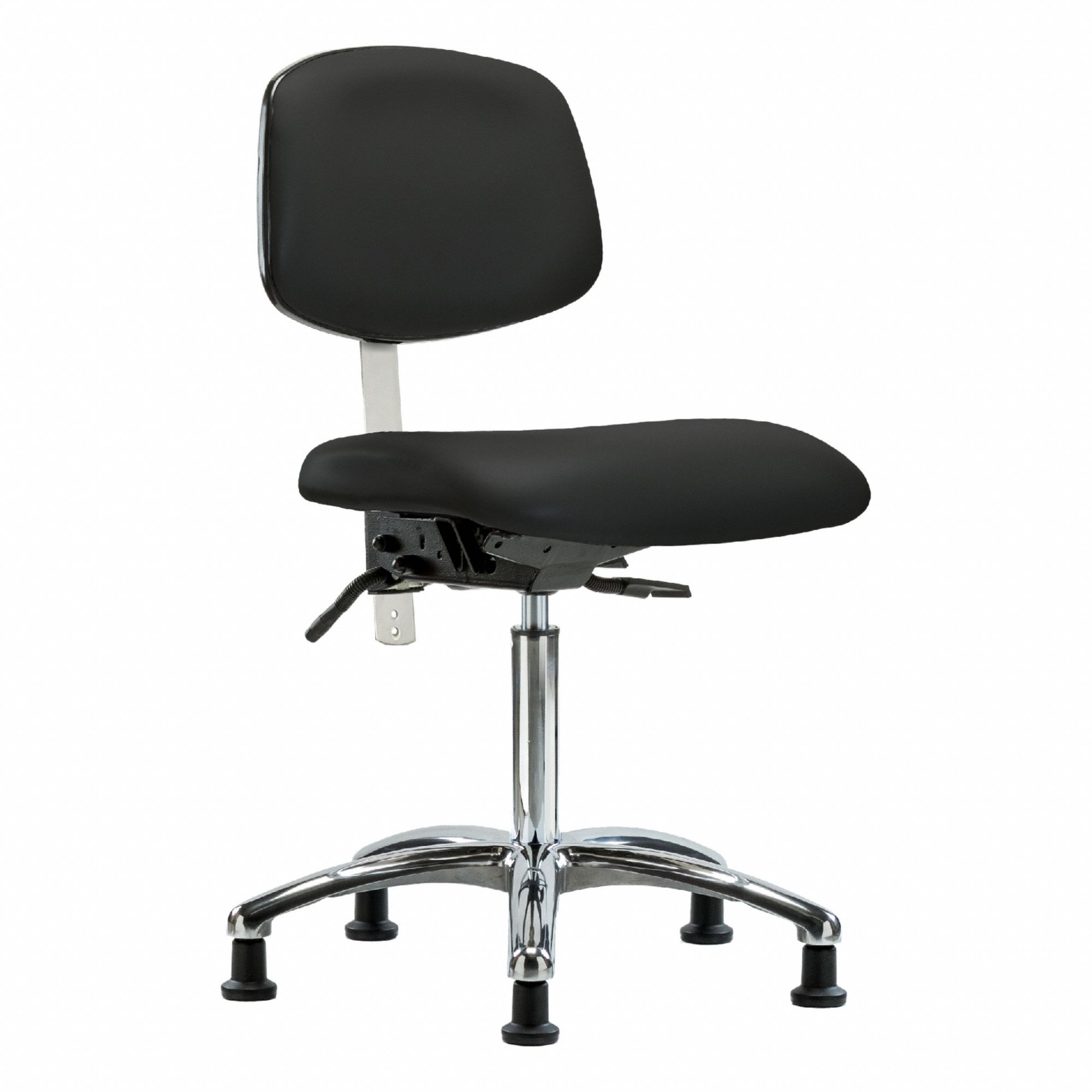 Cleanroom Task Chair: Vinyl, Armless, Ht Range 21 1/2 in to 29 in, 18 1/2 in Seat Wd, 17 in Seat Dp