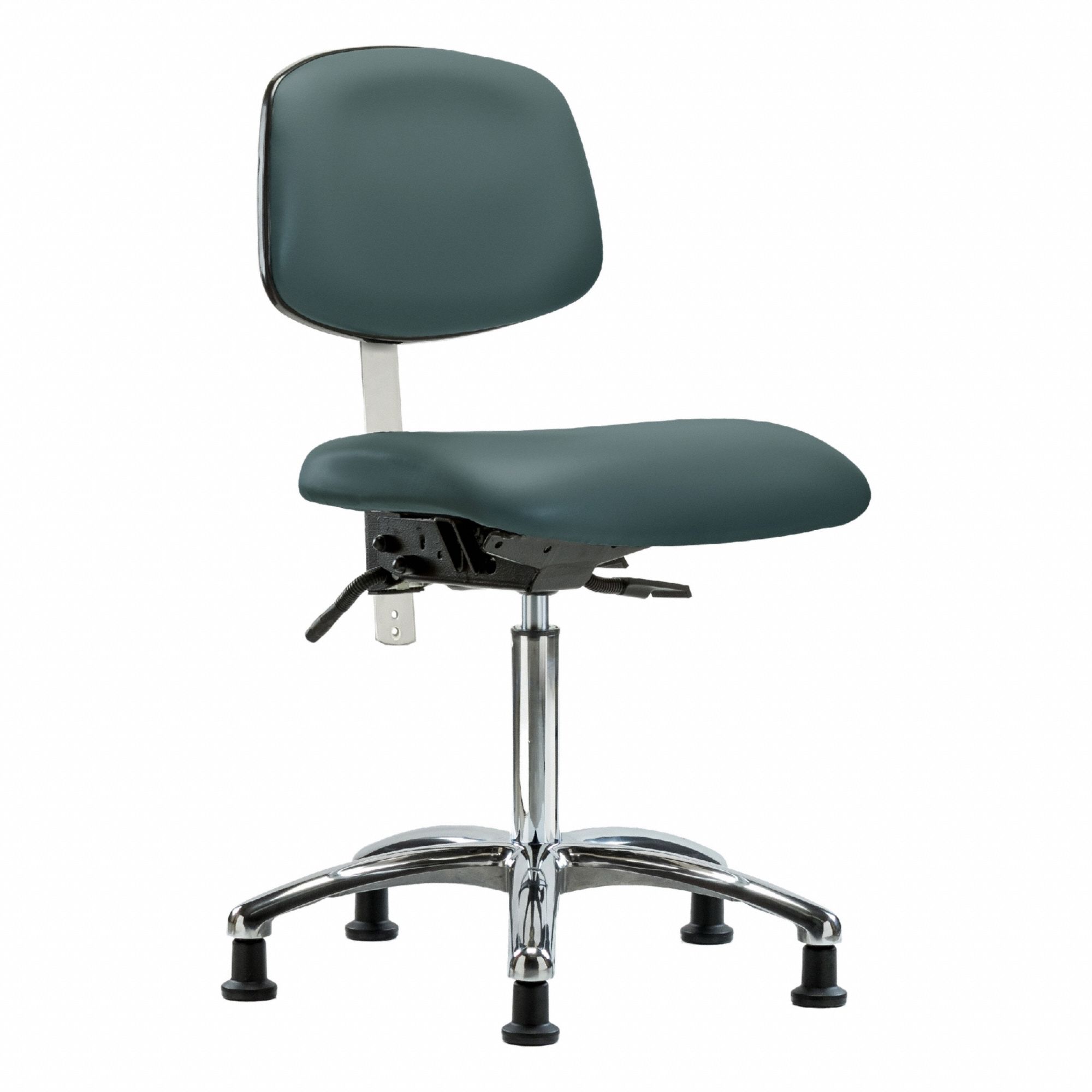 Cleanroom Task Chair: Vinyl, Armless, Ht Range 21 1/2 in to 29 in, 18 1/2 in Seat Wd, 17 in Seat Dp