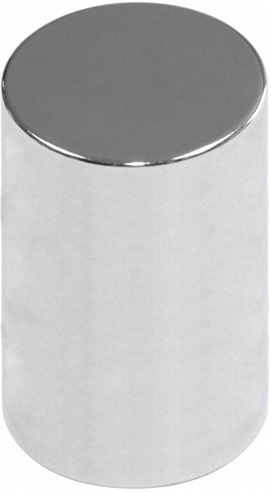 Rare Earth Magnet: Neodymium, 1/8 in Outside Dia, 0.5 in Thick, Disc Magnet, 35