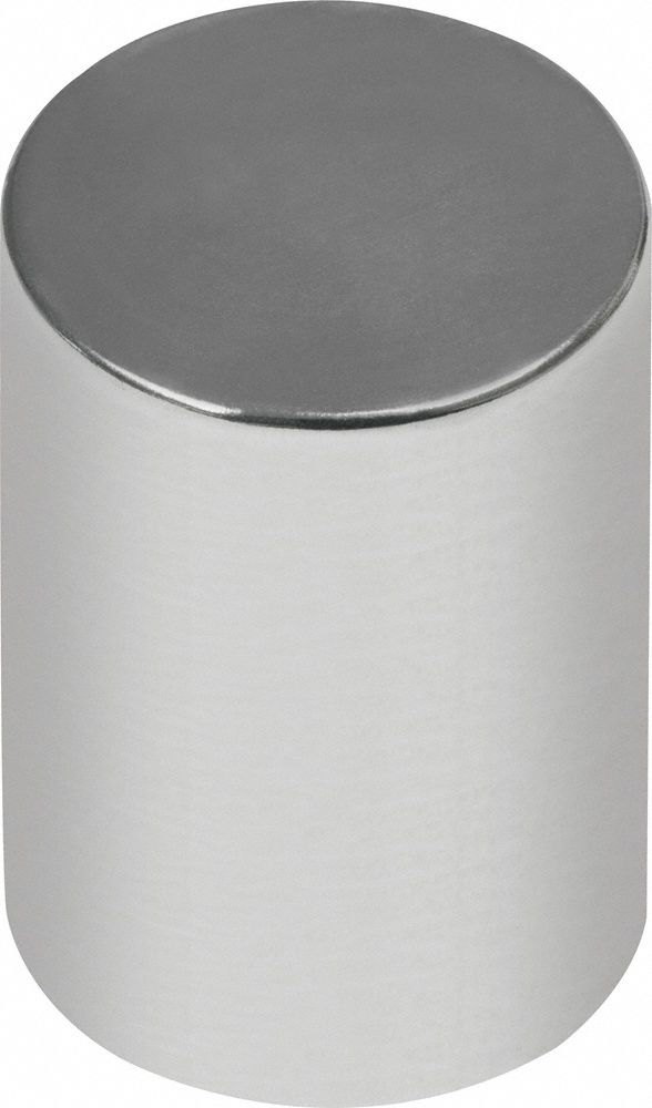 Rare Earth Magnet: Neodymium, 1/4 in Outside Dia, 0.5 in Thick, Disc Magnet, 35