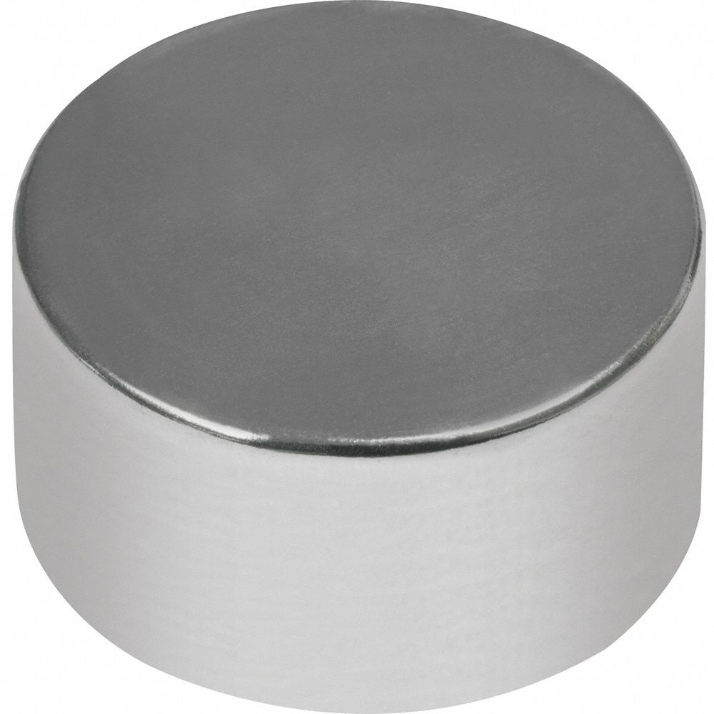 Rare Earth Magnet: Neodymium, 5/16 in Outside Dia, 0.25 in Thick, Disc Magnet, 35