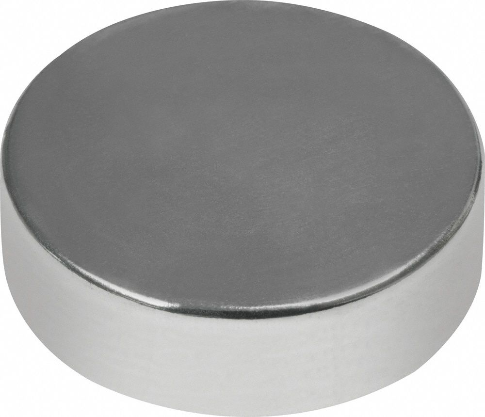 Rare Earth Magnet: Neodymium, 1/2 in Outside Dia, 0.06 in Thick, Disc Magnet, 35