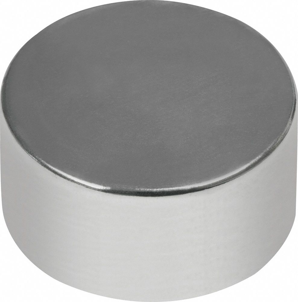 Rare Earth Magnet: Neodymium, 1/2 in Outside Dia, 0.25 in Thick, Disc Magnet, 35