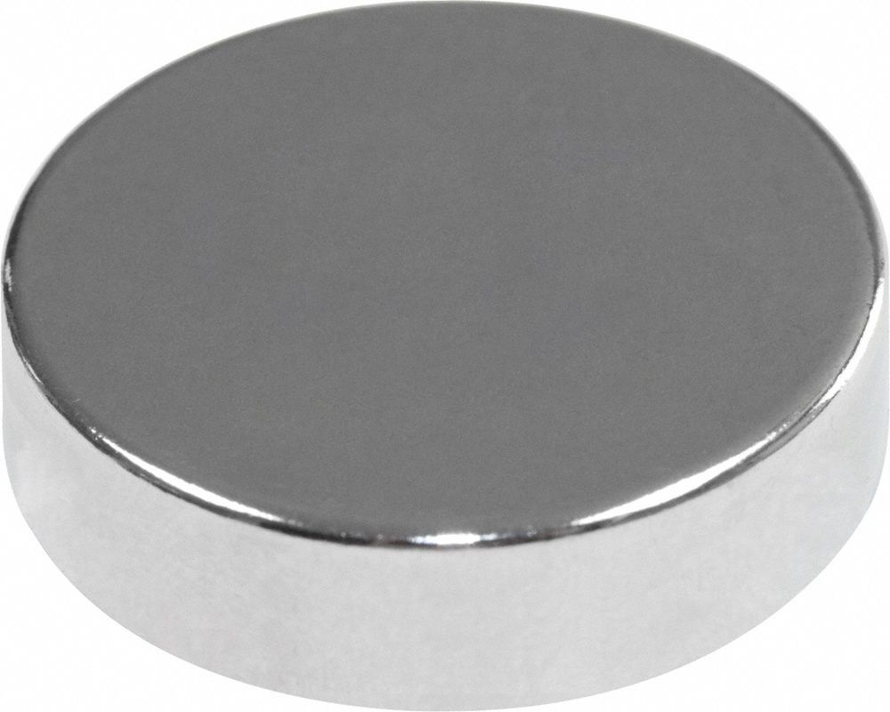 Rare Earth Magnet: Neodymium, 3/4 in Outside Dia, 0.187 in Thick, Disc Magnet, 35