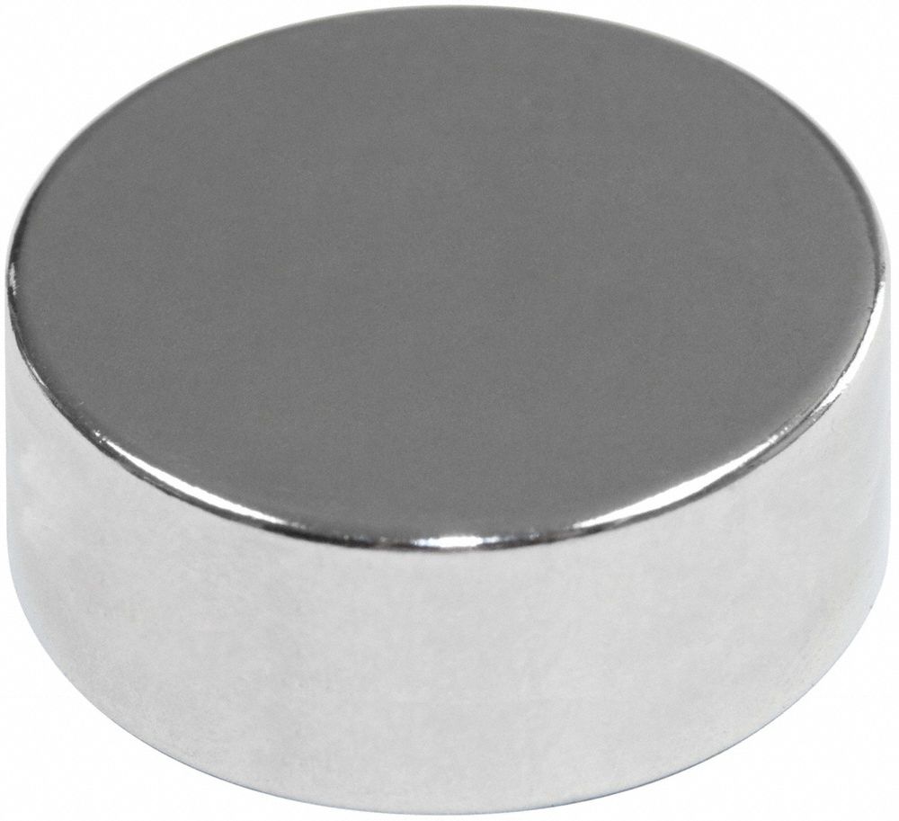 Rare Earth Magnet: Neodymium, 3/4 in Outside Dia, 0.375 in Thick, Disc Magnet, 35