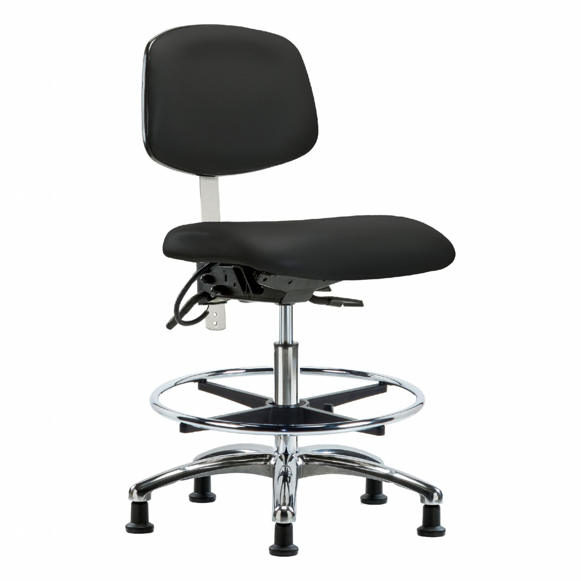 ESD/Cleanroom Task Chair: Vinyl, Armless, Ht Range 21 1/2 in to 29 in, 19 in Seat Wd, 18 in Seat Dp