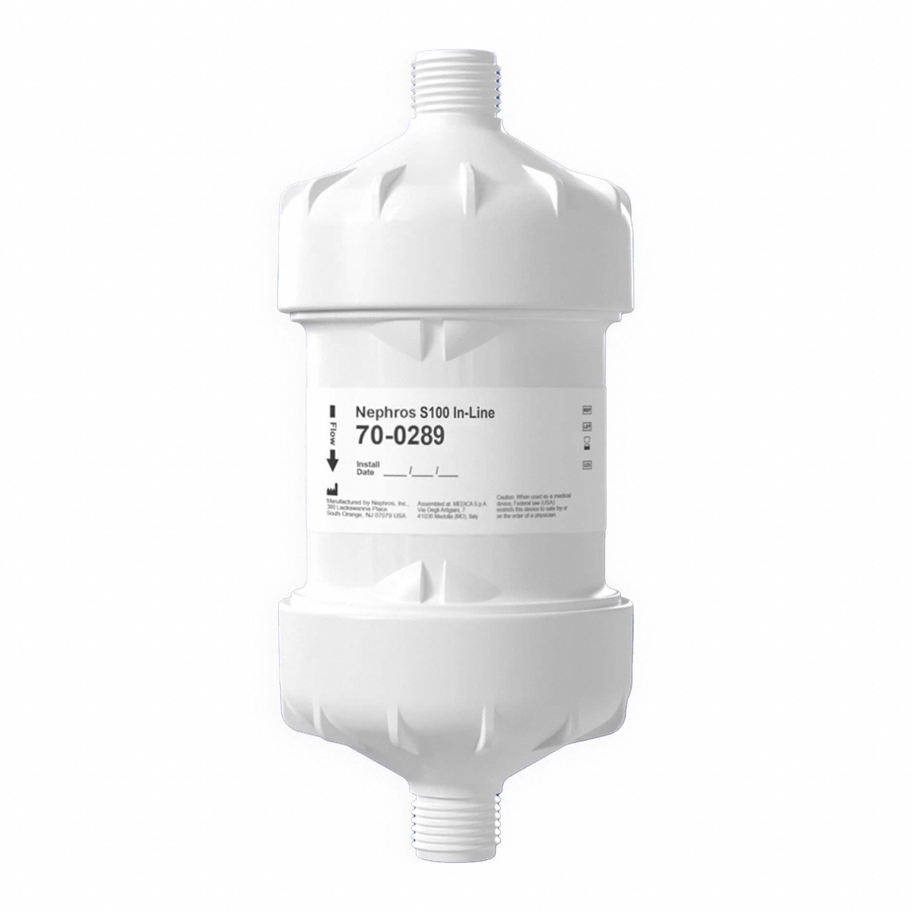 Inline Water Filter: 0.1 micron Micron Rating, Medisulfone, 1/2 in Connection Size, Threaded