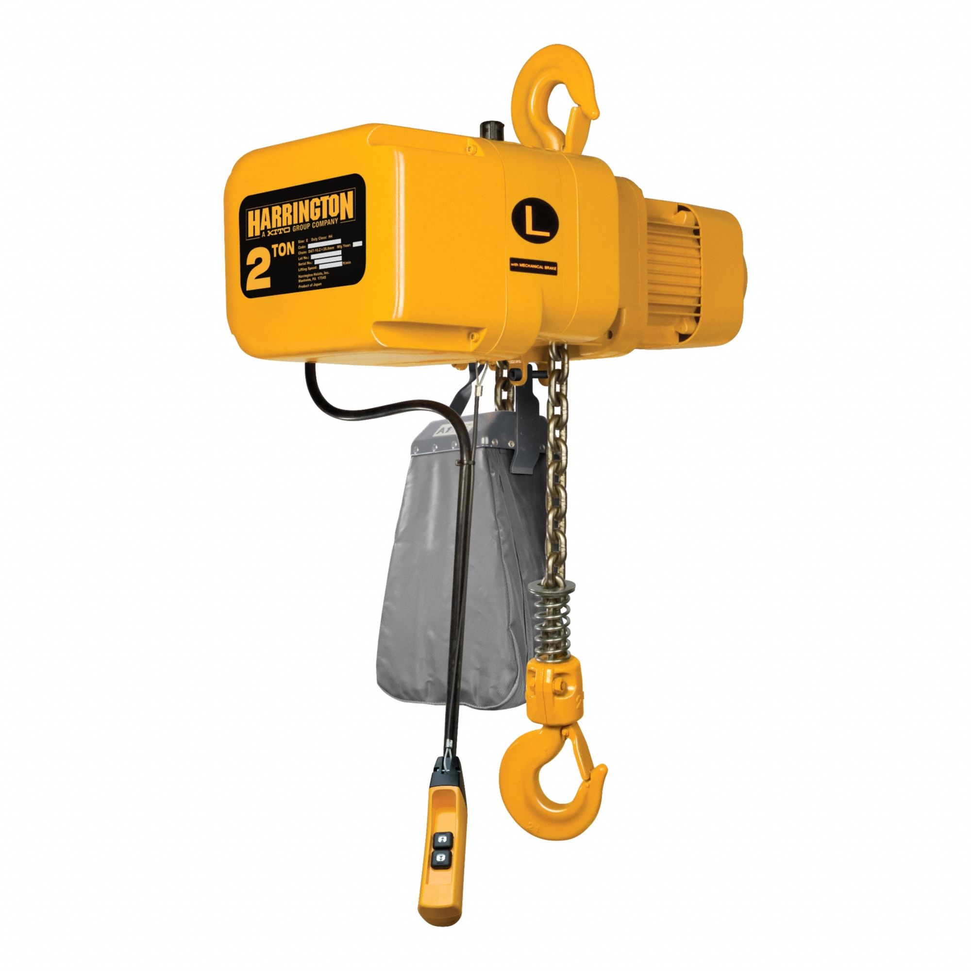 Extended Lift Electric Chain Hoist: H4 - Heavy Duty, 208-230/460V AC, 1 Speeds, 14 fpm