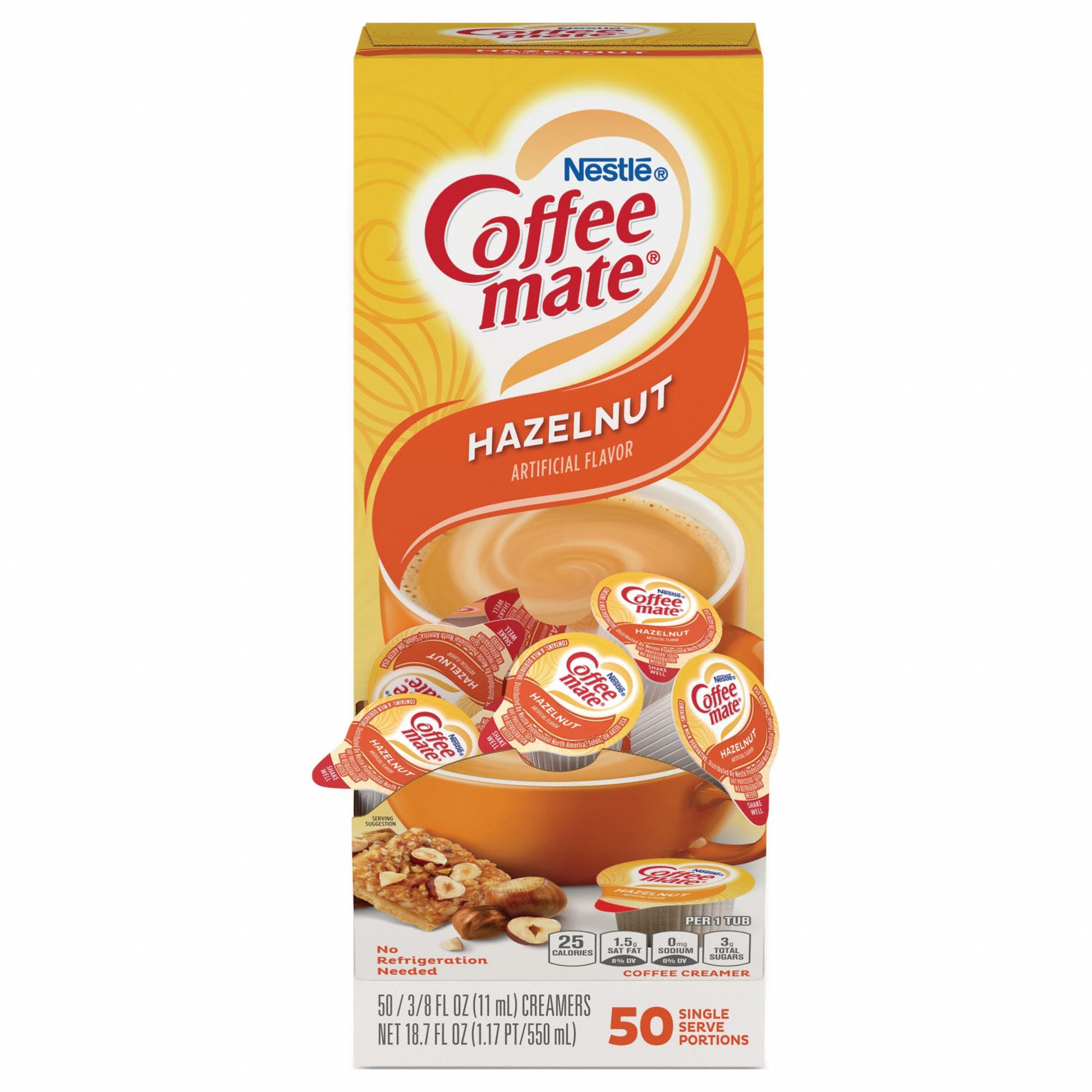 COFFEEMATE, Hazelnut, 50 Pack Count, Hazelnut Liquid Creamer 43PX21005000035180 Grainger