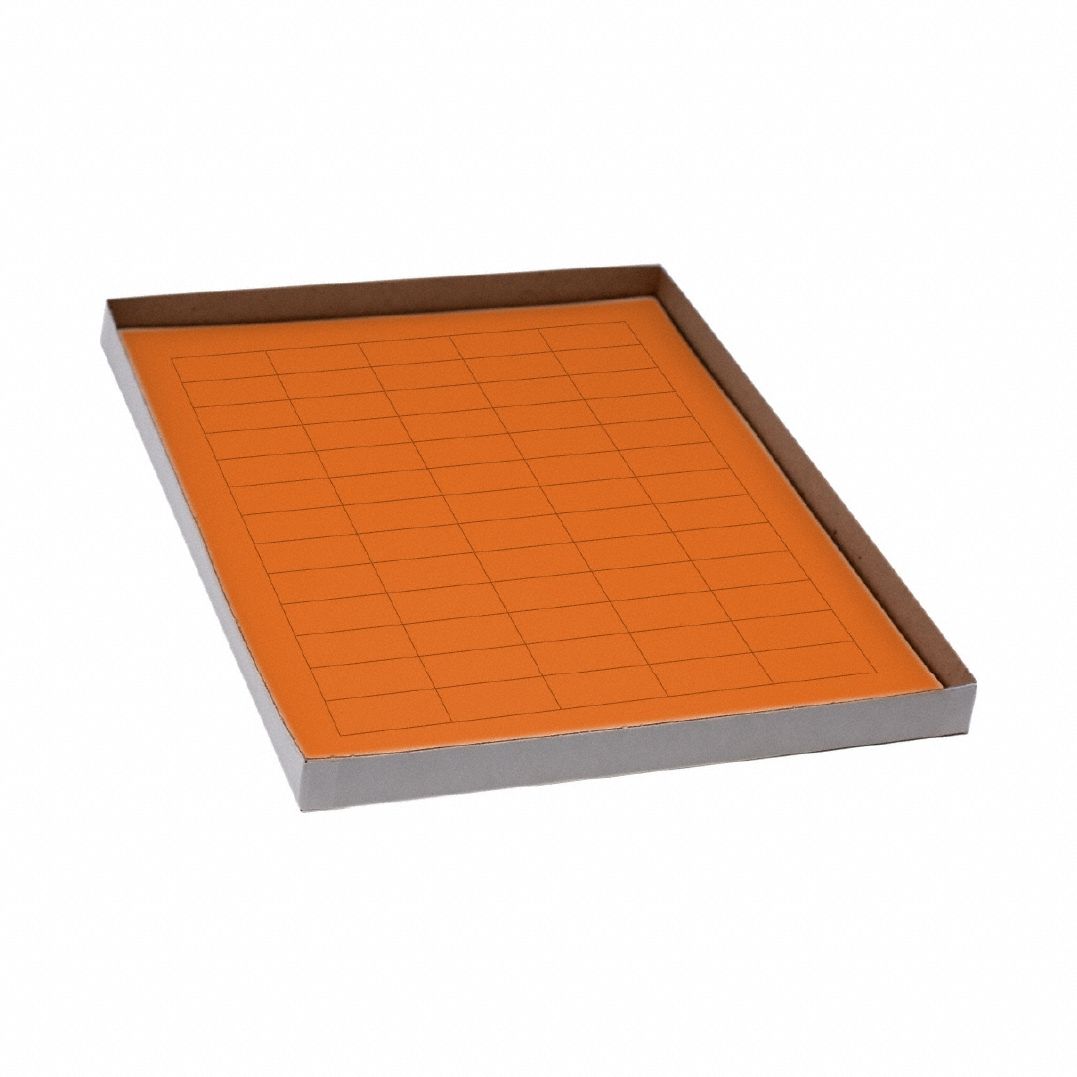 Cryogenic Label: 19 mm Label Wd, 5 mil Label Thick, Orange, Polypropylene, Chemical-Resistant, Sheet