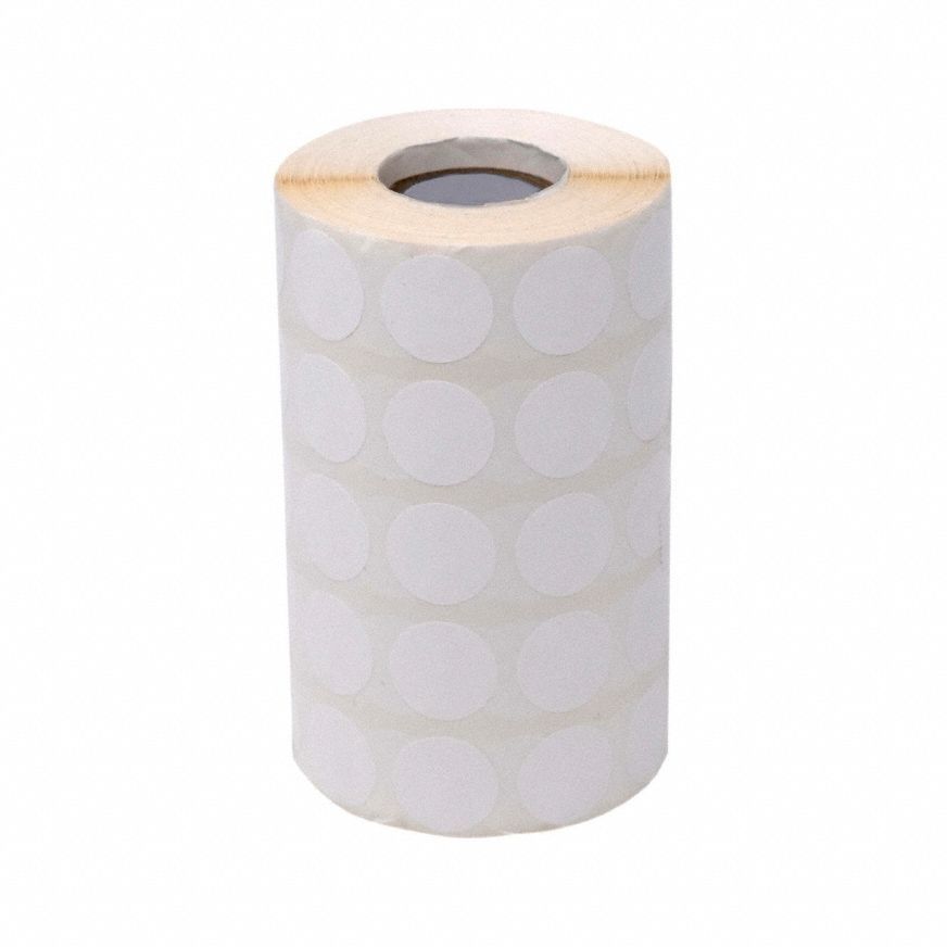 Cryogenic Label: 5 mil Label Thick, White, Polypropylene, Chemical-Resistant, Circle, 1, 000 Labels