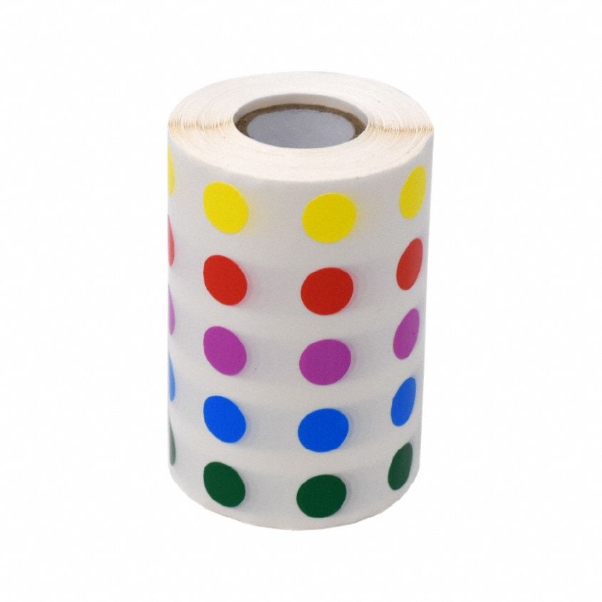 Cryogenic Label: 5 mil Label Thick, Assorted, Polypropylene, Chemical-Resistant, Circle, Roll