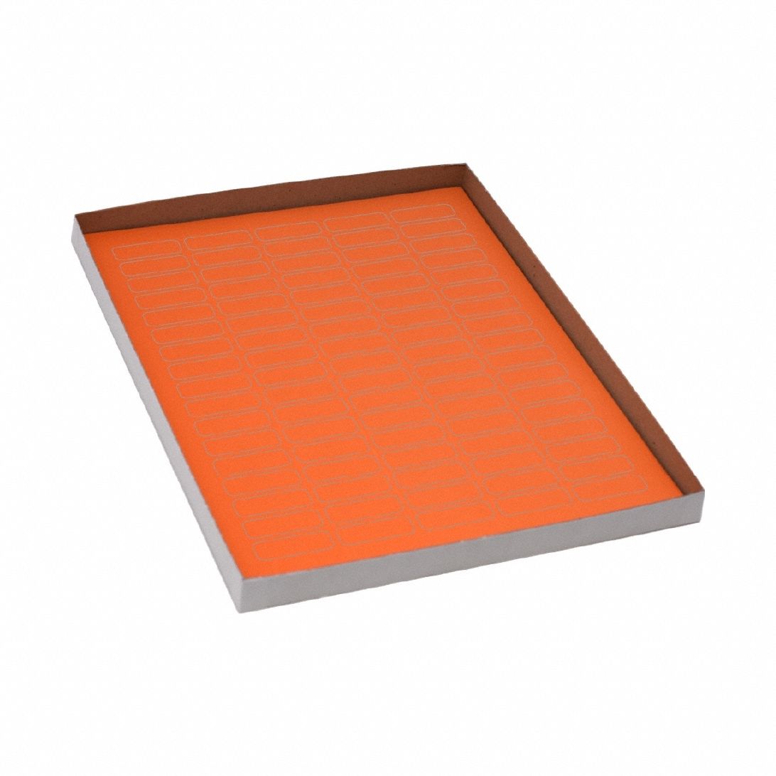 Cryogenic Label: 13 mm Label Wd, 5 mil Label Thick, Orange, Polypropylene, Chemical-Resistant, Sheet