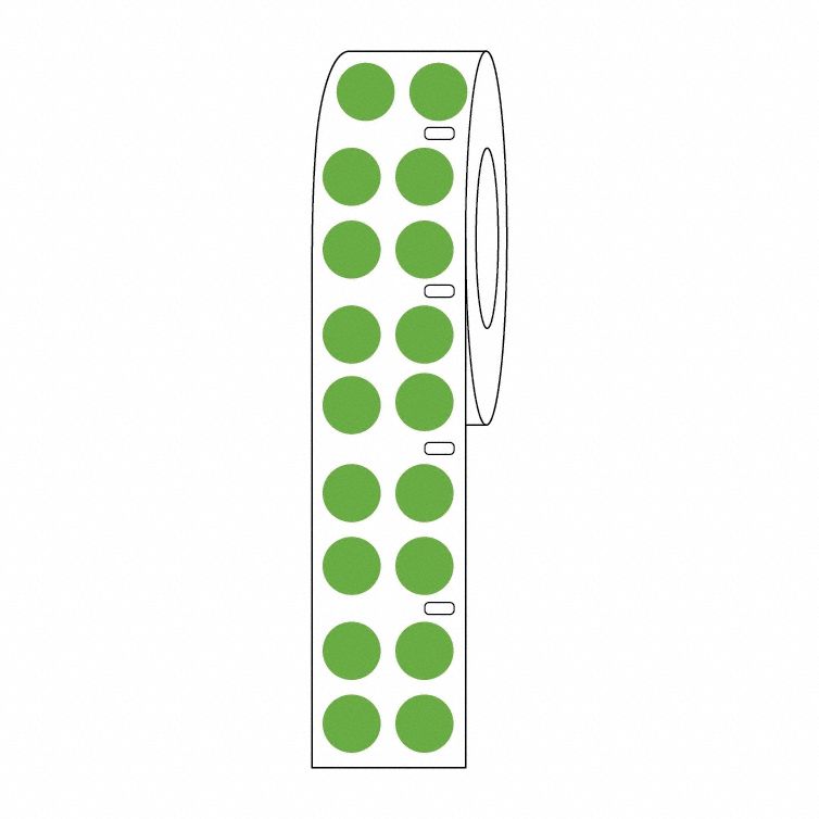 Cryogenic Label: 13 mm Label Wd, 2 mil Label Thick, 5 1/2 in Roll Lg, Green, Permanent Adhesive