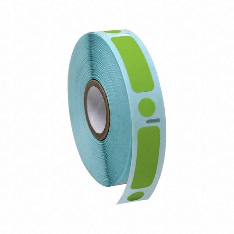 Cryogenic Label: 13 mm Label Wd, 2 mil Label Thick, 3 1/4 in Roll Lg, Green, Permanent Adhesive