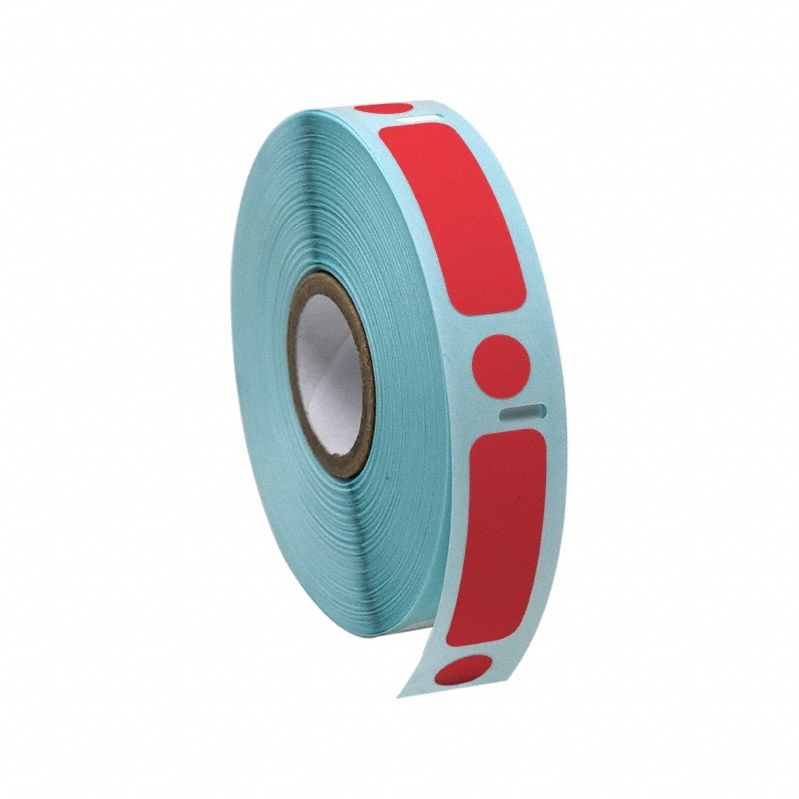 Cryogenic Label: 13 mm Label Wd, 2 mil Label Thick, 3 1/4 in Roll Lg, Red, Permanent Adhesive