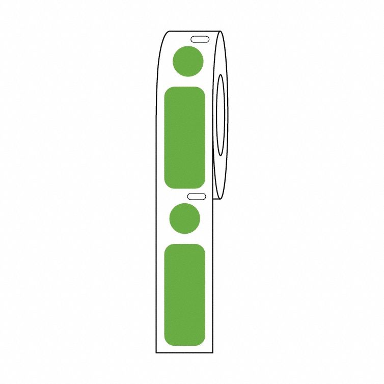 Cryogenic Label: 13 mm Label Wd, 2 mil Label Thick, 3 1/4 in Roll Lg, Green, Permanent Adhesive