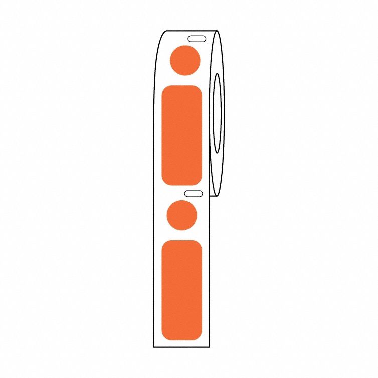 Cryogenic Label: 13 mm Label Wd, 2 mil Label Thick, 3 1/4 in Roll Lg, Orange, Permanent Adhesive