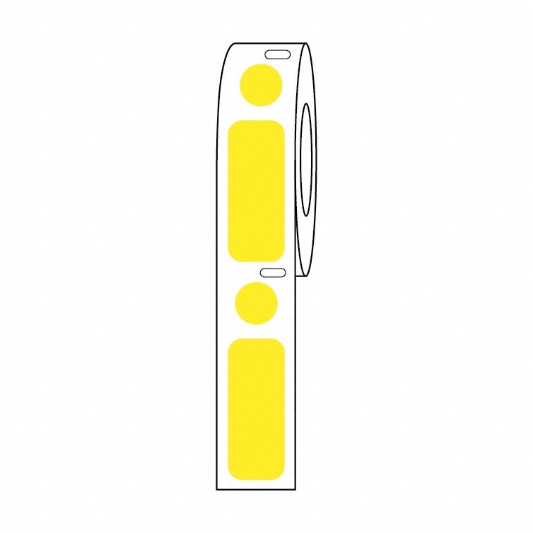 Cryogenic Label: 13 mm Label Wd, 2 mil Label Thick, 3 1/4 in Roll Lg, Yellow, Permanent Adhesive