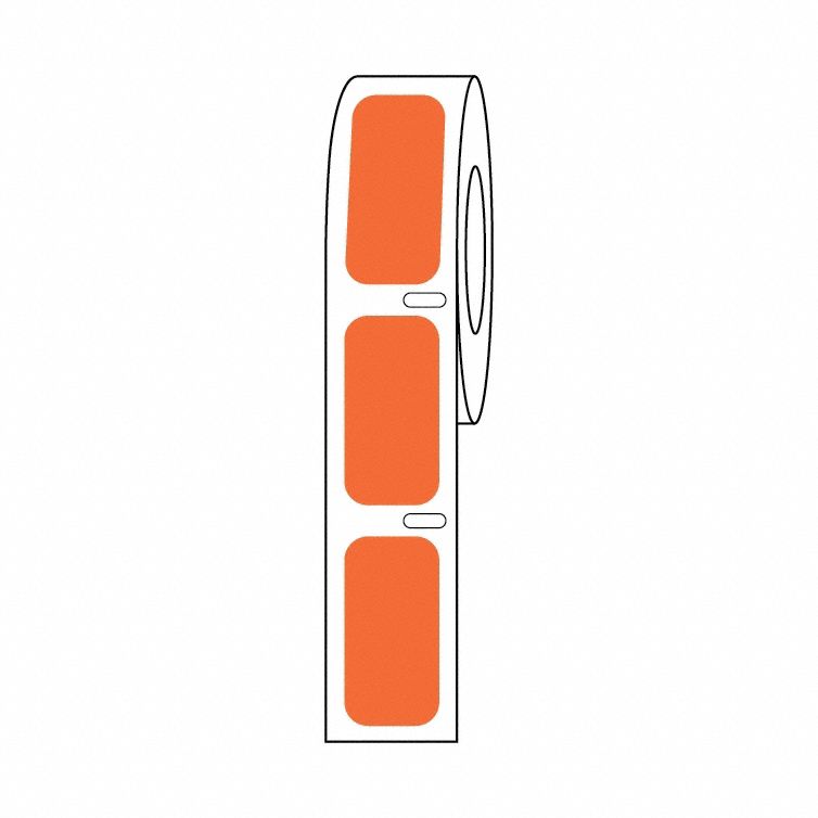 Cryogenic Label: 13 mm Label Wd, 3 1/2 in Roll Lg, Orange, Permanent Adhesive, Polypropylene