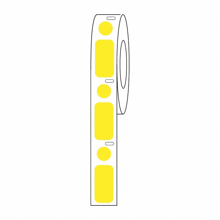Cryogenic Label: 13 mm Label Wd, 1.5 mil Label Thick, 3 in Roll Lg, Yellow, Permanent Adhesive