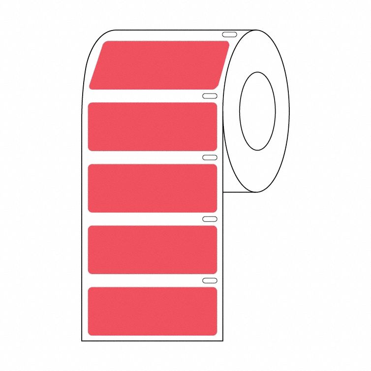 Cryogenic Label: 19 mm Label Wd, 2 in Roll Lg, Red, Permanent Adhesive, Polypropylene, Cryogenic