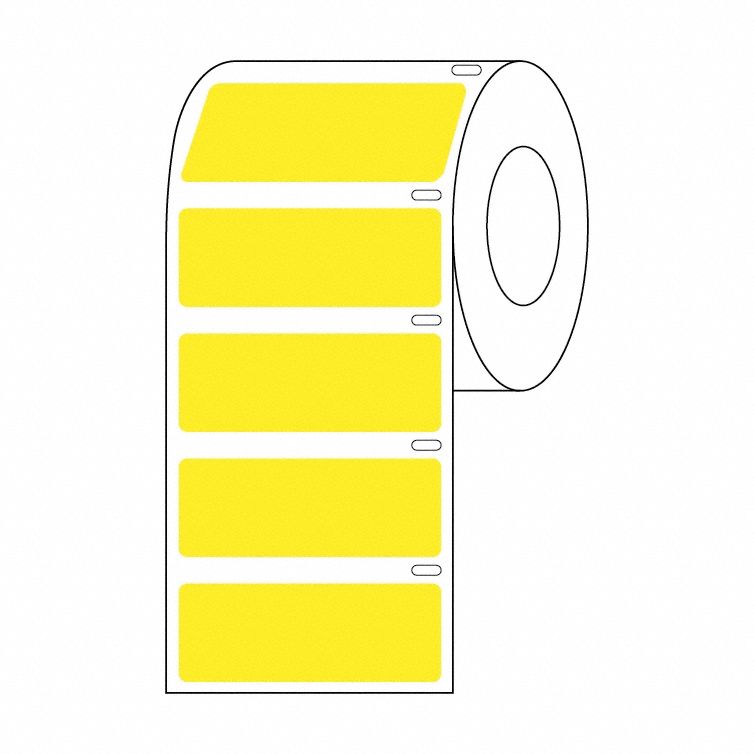 Cryogenic Label: 19 mm Label Wd, 2 in Roll Lg, Yellow, Permanent Adhesive, Polypropylene, Cryogenic