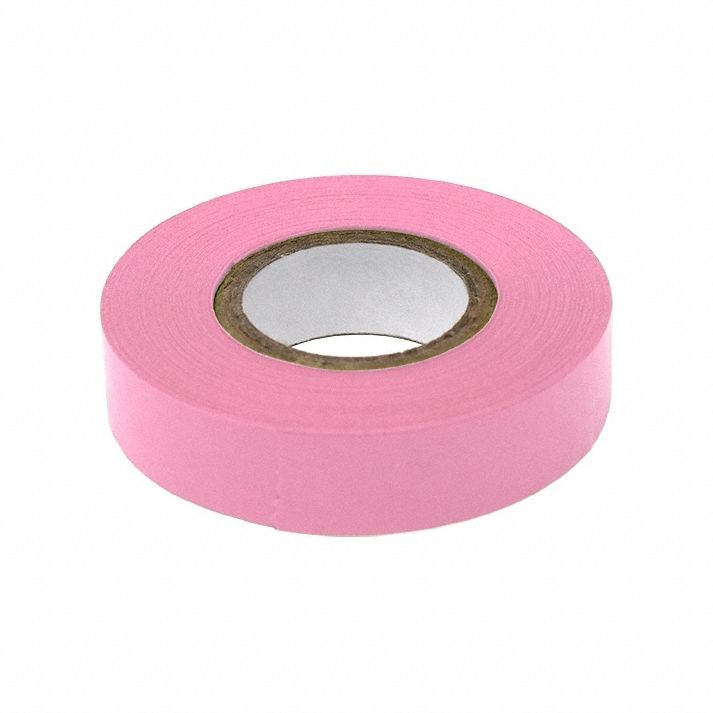 Laboratory Labeling Tape: 1/2 in Label Wd, 6.3 mil Label Thick, 500 in Roll Lg, Pink, Kraft Flatback