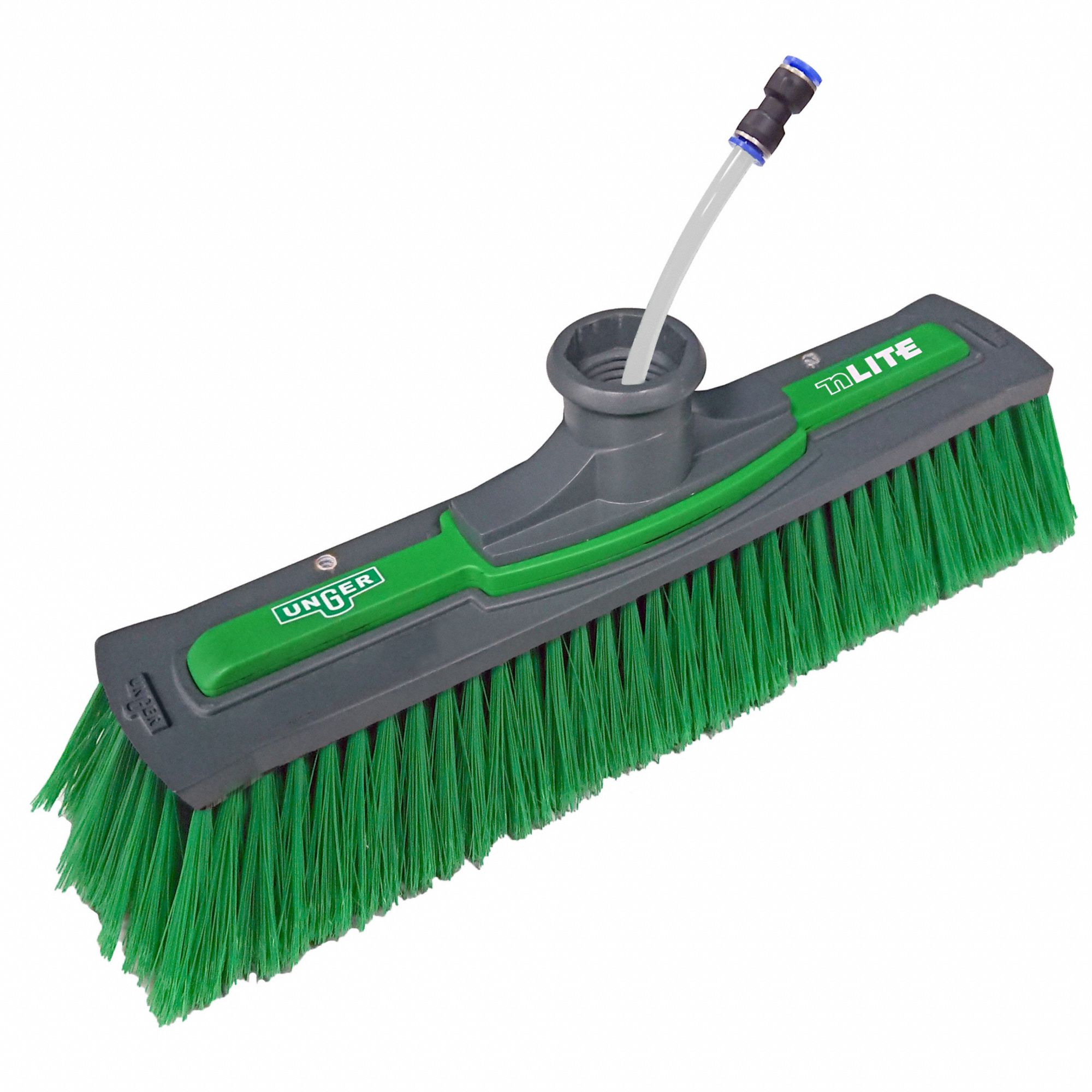 Flagged Power Brush: Power Brush, Nylon, Green, 11 in Lg, 3 in Wd, Connector/Hose, HiFlo nLITE