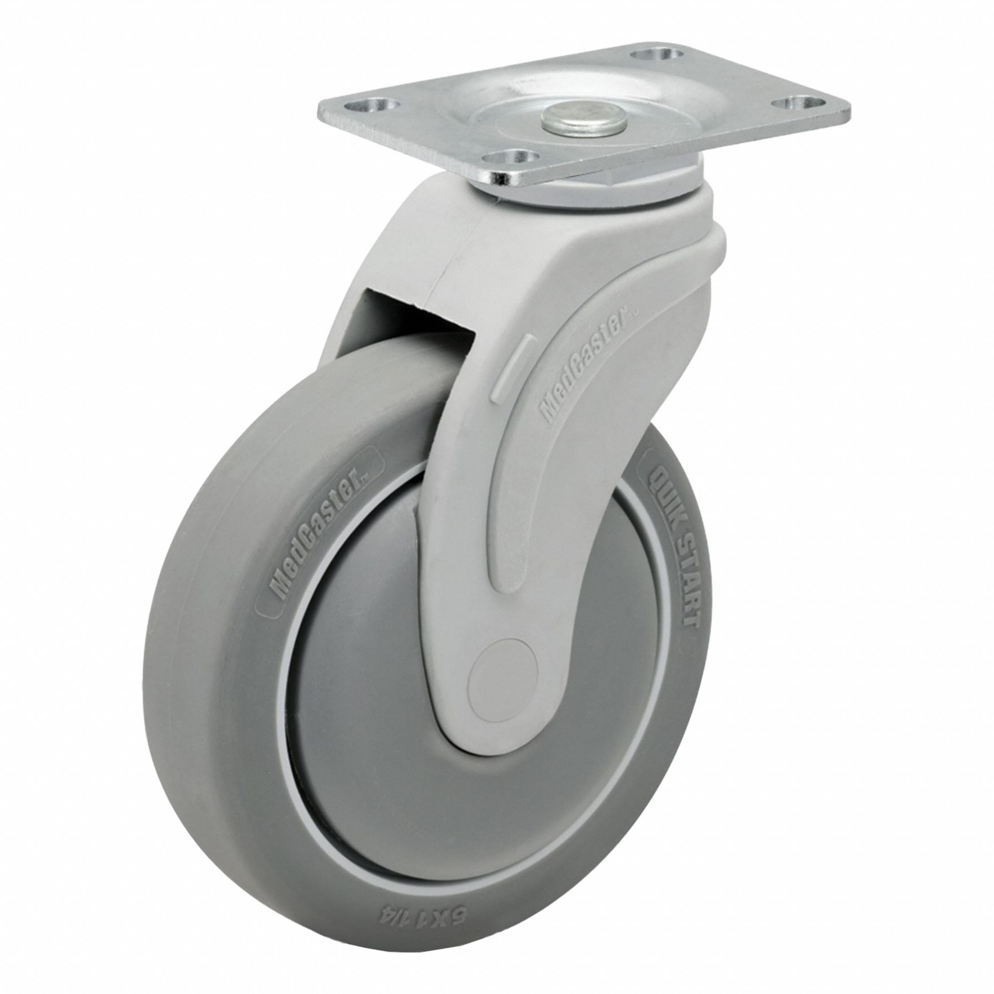 Plate Caster: Swivel, No Brake, Nylon, 6 in Wheel Dia., 32 mm Wheel Wd, Slot, Rectangle