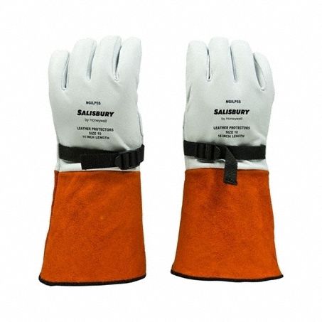 Electrical-Insulating Glove Protectors: SALISBURY, Full Thumb, Orange/White, 1 PR