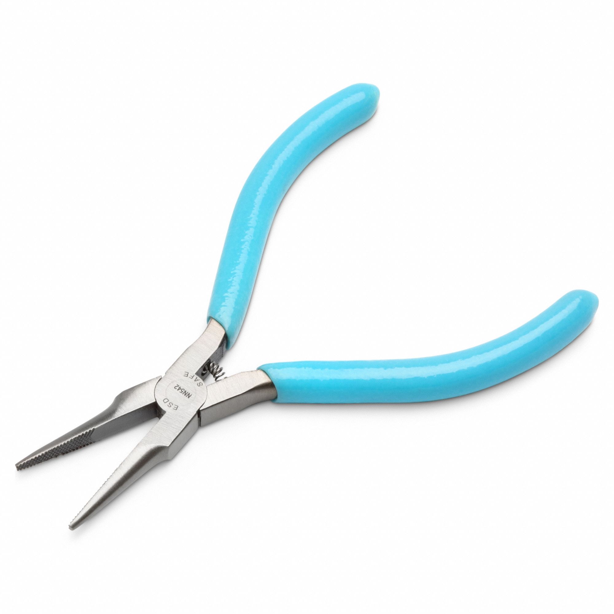 Needle Nose Plier: ESD-Safe, 1 in Max Jaw Opening, 5 in Overall Lg, 1 1/4 in Jaw Lg, 0 in Tip Wd