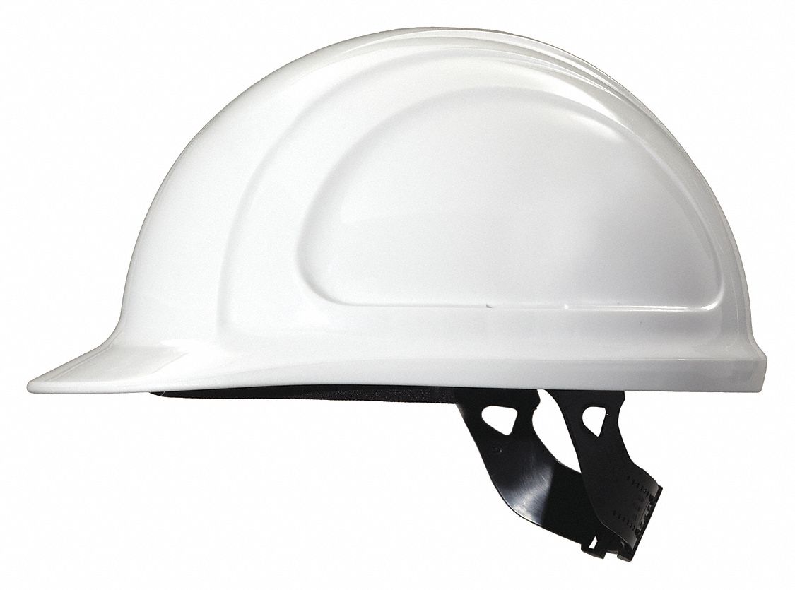 CASQUE DE PROTECTION, CSA, TYPE 1, CLASSE C/E/G, POLYÉTHYLÈNE, SUSPENSION À CRANS À 4 PTS, REBORD AVANT, BLNC