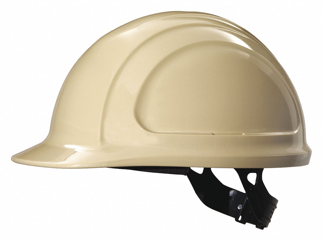 CASQUE DE PROTECTION, CSA, TYPE 1, CLASSE C/E/G, POLYÉTHYLÈNE, SUSPENSION À CRANS À 4 PTS, REBORD AVANT, TAN