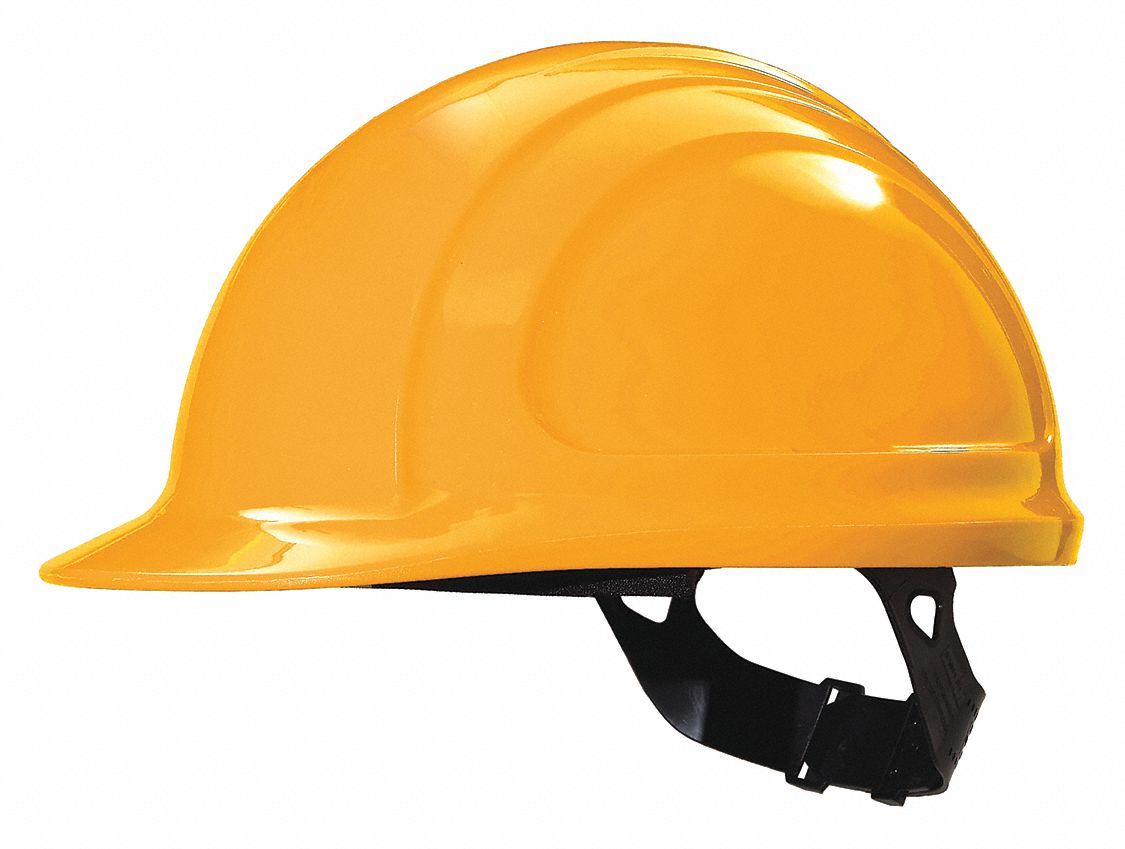 CASQUE PROTECTION, CSA, TYPE 1, CLASSE C/E/G, POLYÉTHYLÈNE, SUSPENSION CRÉMAILLÈRE 4 PTS, REBORD AVANT, ORGN HTE VIS.