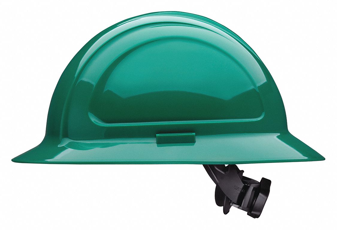 Hard Hat: Green, No Graphics, Ratchet (4-Point), Ratchet, Polyethylene, Side-Slots, NORTH, N20