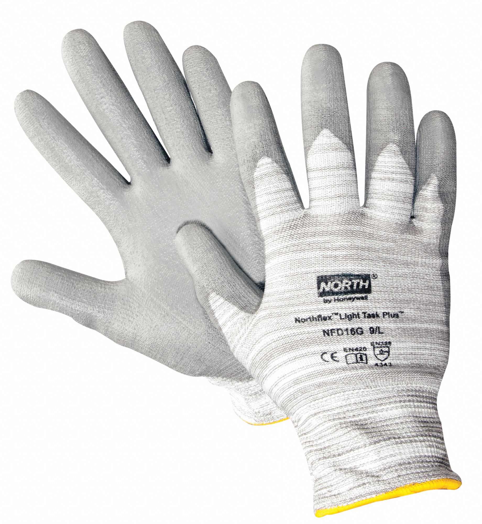 NORTHFLEX LIGHT TASK PLUS 3 GANTS RÉSISTANT COUPURE,GRY,2TG/11,NYLON/PU,ABRASION ANSI/ISEA 4