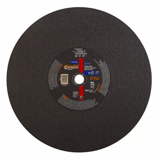 Abrasive Cut-Off Wheel: Type 1, 16" x 5/32" x 1", Aluminum Oxide, 24 Grit, Gemini Long Life