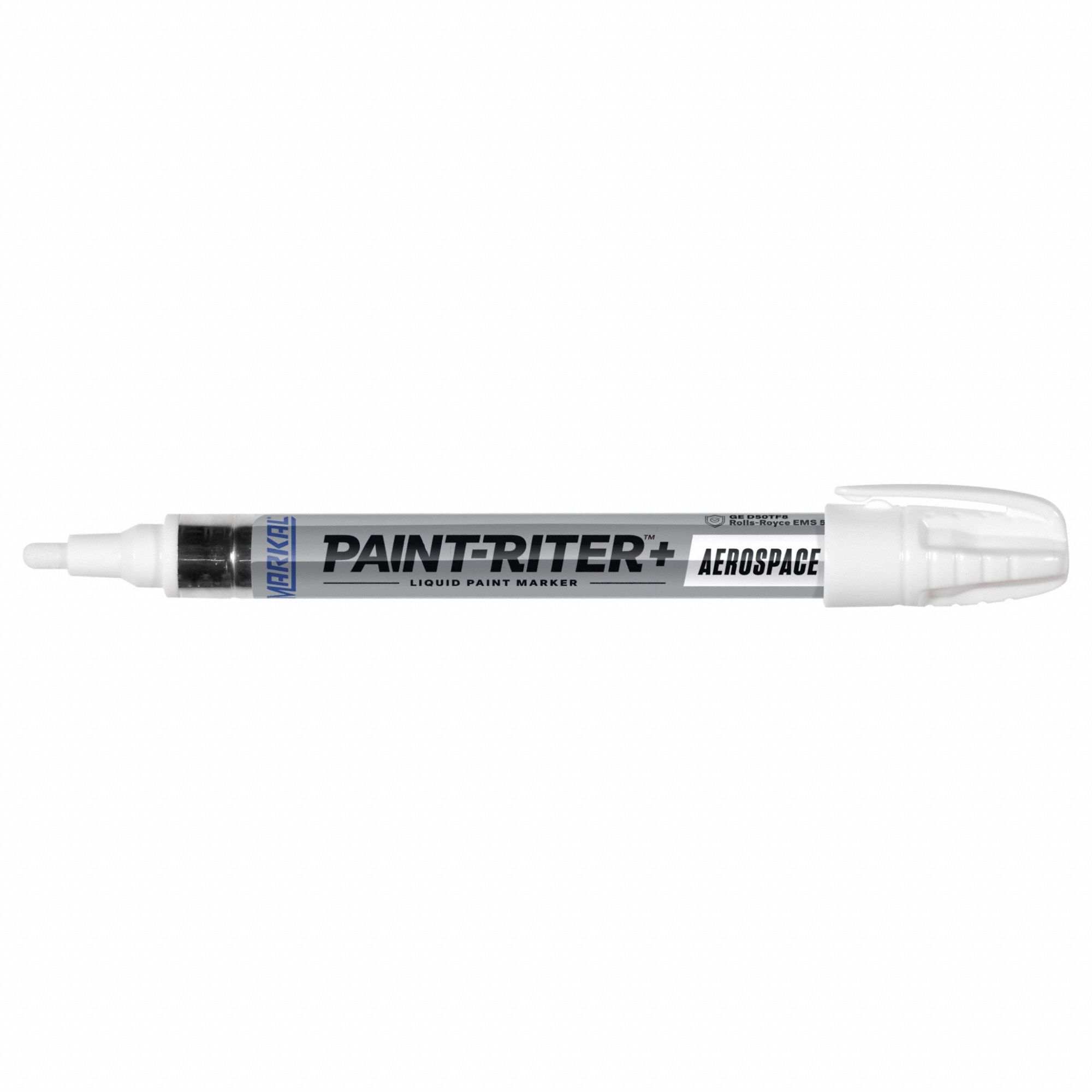 Liquid Paint Marker: 3 mm Tip Wd, Acrylic Spring-Activated Nib, White, Point